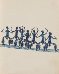 Kwatkwat Volk - (Corroboree) Skizzenbuch hauptsächlich über Aktivitäten von Aborigines und Weißen
